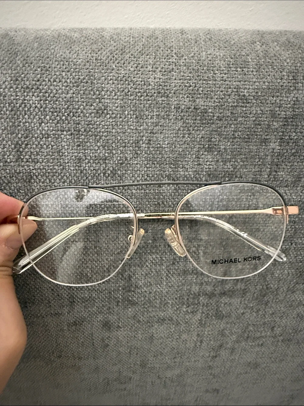 Michael Kors Rose Gold Semi-Rimless Aviator Glasses